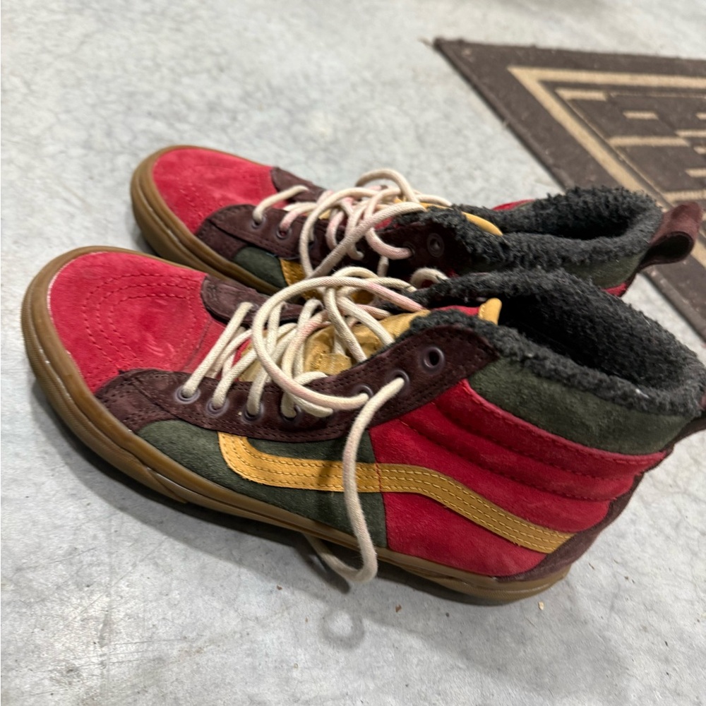 Vans Red and Green High-Top Sneakers